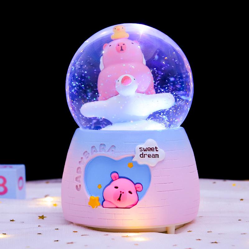 Pink Heart Castle Music Box Lantern - Snow Princess Dream Castle Birthday Gift