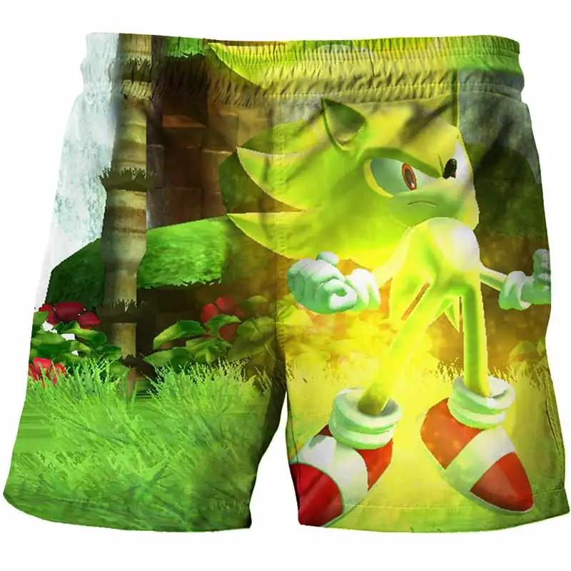 2025 MINISO Пляжные штаны для детей 4-14 лет Шорты Sonic 2 Штаны для девочек и мальчиков Штаны Харадзюку Для детей 3D Мультяшный принт Детские штаны