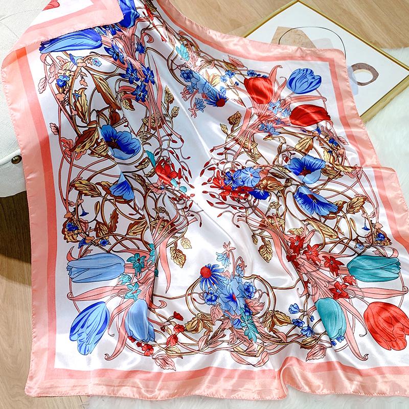 Popular Shawls Europe And America Fashion Bandannas Wild Leopard Print Sunscreen 90X90CM Bandanna Luxury Square Silk Scarves