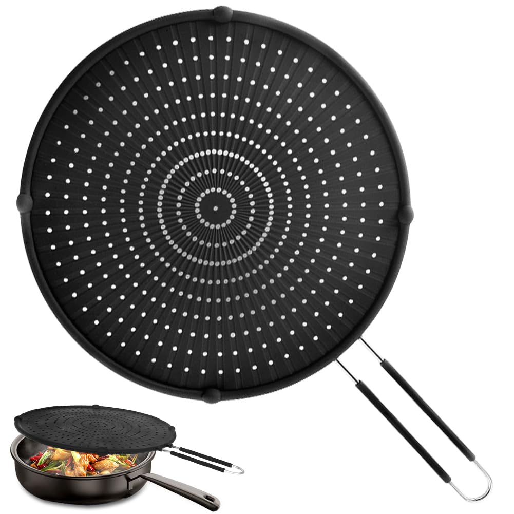 Splatter Screen 16x12in Heat Resistant Silicone Grease Guard for Frying Pan Dishwasher Safe Kitchen Cooking Shield