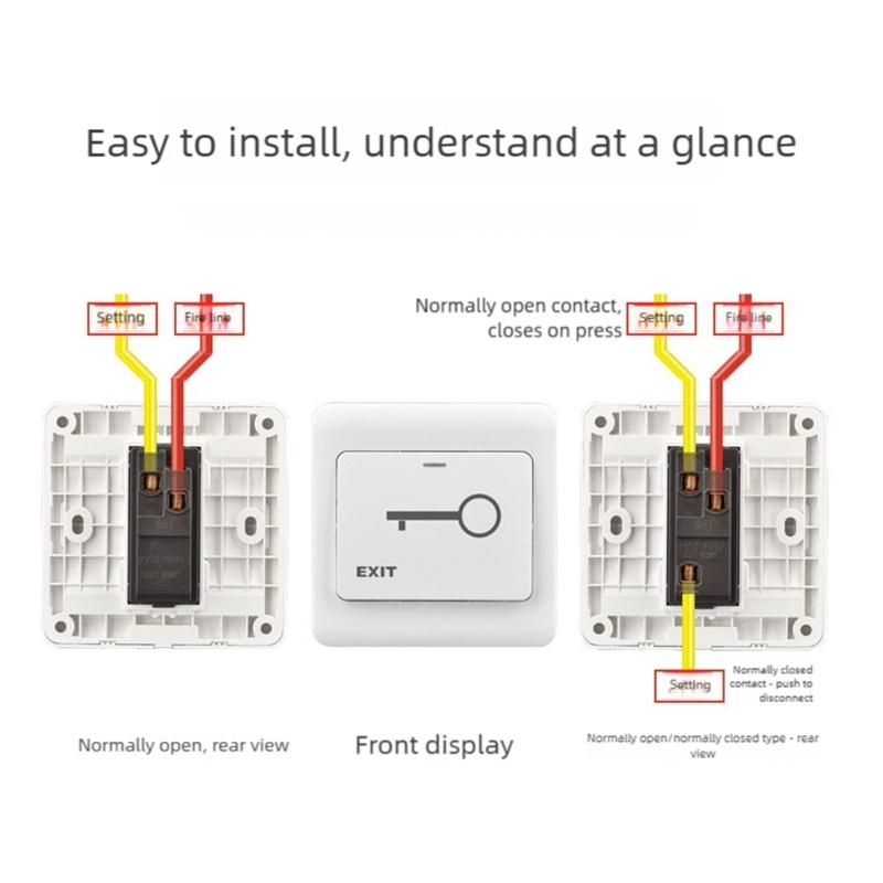Concealed Installation Door Switches Button Plastic Access Control Switches Door Entry Button for Door Access Control
