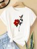 (Asian Size) T Shirt Trend Flower Cute Fashion Women Tee Top Clothing Casual Printed Lady Female Graphic Short Sleeve T-shirts