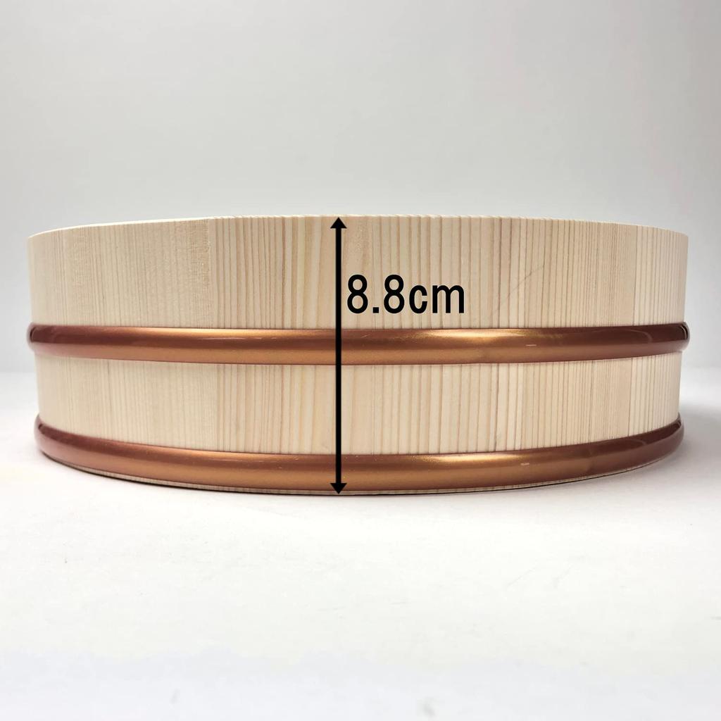 Tachibana Container Sushi Sushi Natural 27cm Wide x 27cm Deep x 3 Plastic Made in Japan Tub, Hand-Rolled Set, Wood, 8.8cm High, Approx. Cups, Band,