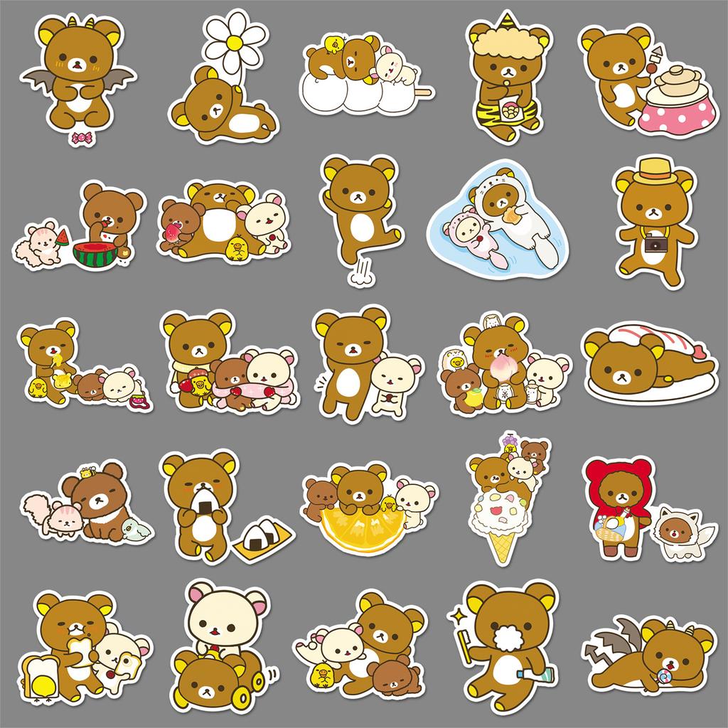 50 Pieces of Relaxed Bear Graffiti Stickers Cartoon Cute Gucka Decorative Mobile Phone Case Skateboard Water Cup Creative Stickers