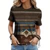 Summer Ethnic Style 3D Printed Women's Retro Casual Round Neck Short Sleeved T-shirt