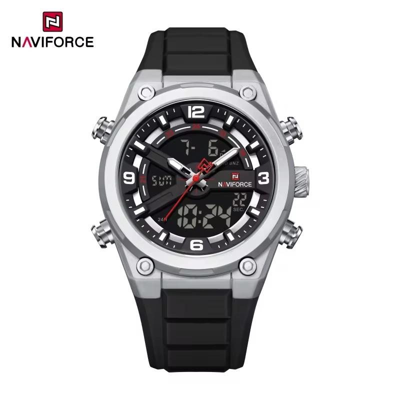 NAVIFORCE 9265 Роскошные Мужские Кварцевые Часы с Двойным Дисплеем Водонепроницаемые Мужские Силиконовые Часы на Руку Модный Спортивный Браслет Повседневные Reloj