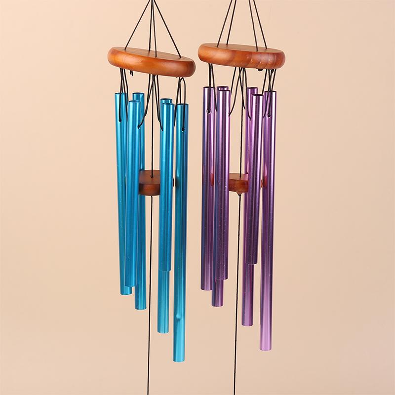 1 шт. Классические 6 трубок Алюминиевые трубки Колокольчики ветра с крючком и деревянной подвесной биркой Украшение для балкона, коридора Подарок на день рождения