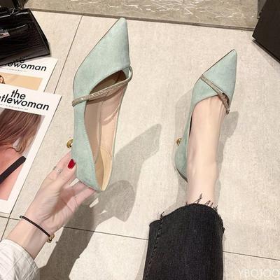 Мода 2025 Женские туфли на низком каблуке с острым носком, с косым ремешком на одно слово, женские туфли на каждый день, маленькие свежие туфли со стразами, Zapatos туфли-лодочки