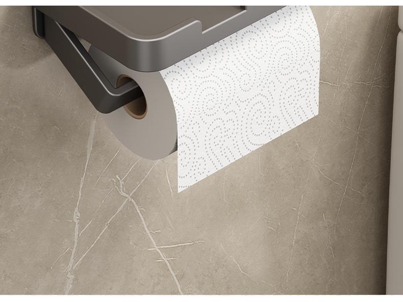 Держатель для туалетной бумаги и полка для мобильного телефона цвета «оружейный серый» | Настенный органайзер для ванной комнаты без сверления