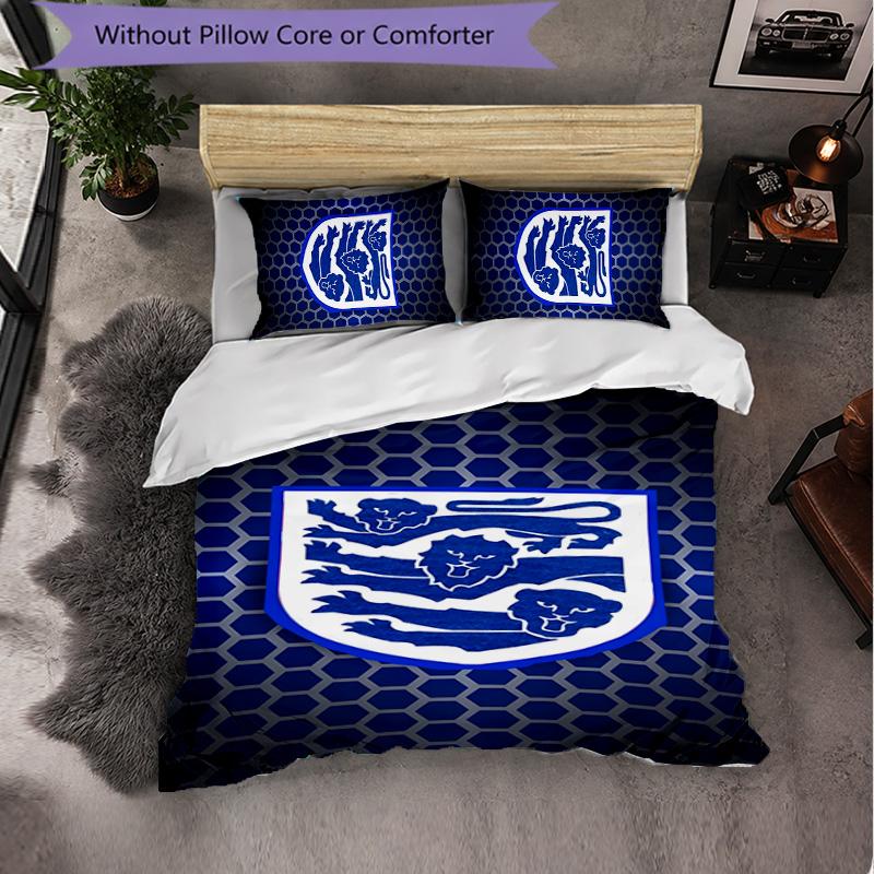 England national football team 3 Piece Bedding Set Soft Duvet Cover Set with Pillowcases Printed Bedroom Decor Set for Home