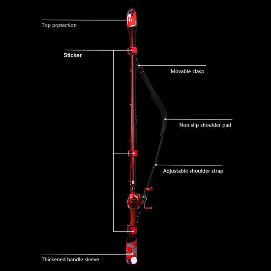 Fishing Rod Protector Shoulder Strap Adjustable Foldable Portable Anti-Collision Fishing Pole Tip Protective Sleeve Cover Case Fishing Accessories