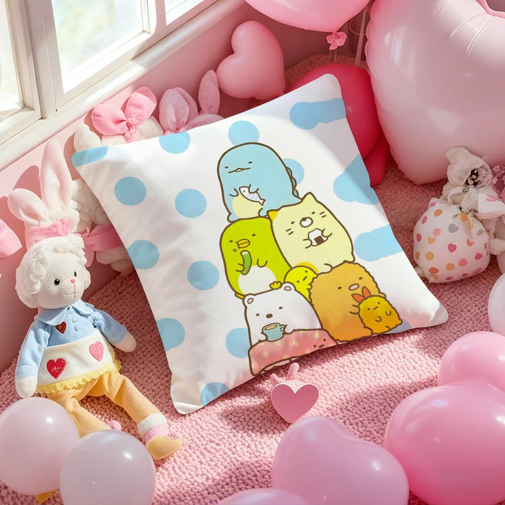 S-Sumikko Gurashi Изысканная Наволочка Мягкая Плюшевая Ткань Двусторонняя Печатная Наволочка для Подушки Теплая Зимняя Подушка для Дивана