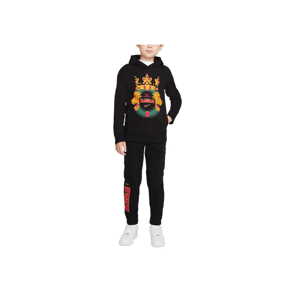Nike Толстовка с капюшоном LeBron Patterned Print Loose Hoodie для мальчиков, детские топы, черный цвет DJ5728-010
