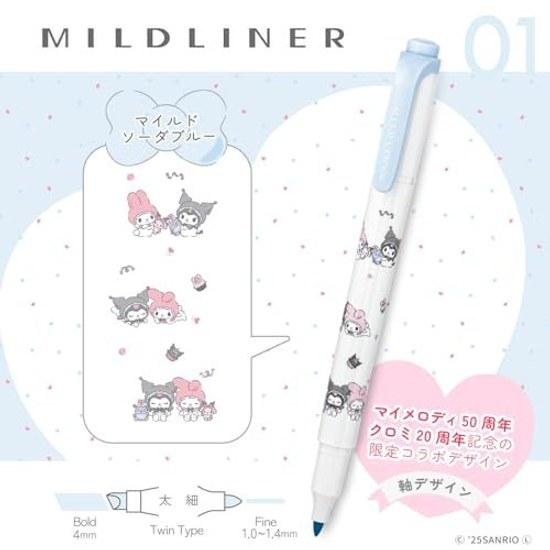 Zebra Highlighter Mildliner Sanrio My Melody Kuromi 50th Anniversary 5 Color Set WKT7-MMKU-5C