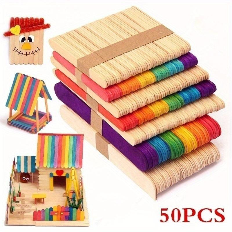 Colorful Wooden Sticks, Wooden Ice Cream Sticks DIY Tools, Handmade Model Materials