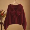 Women's 2024 Red Bow Knitted Sweater - Unique & Stylish Autumn Fashion