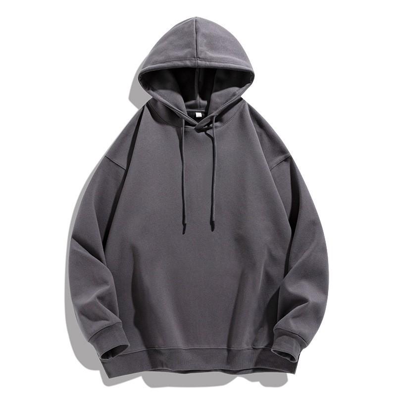 Mens Solid Color Hooded Sweatshirt Loose Fit Casual Streetwear Unisex Pullover Winter Daily Wear