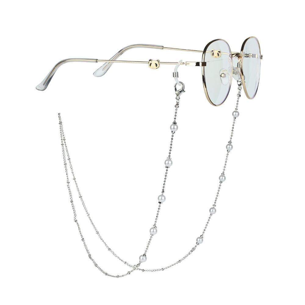Metal Hangs Disc Neck Pearl Silver Color Sunglasses Chain Mask Lanyard Mask Holder Glasses Chain