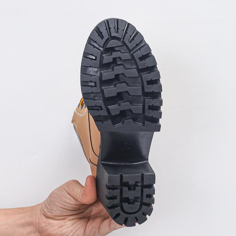 Foreign Trade Large Size Thick Heel British Style Color Matching Martin Boots Women's New Thick-soled Waterproof Table Lace-up Leather Boots