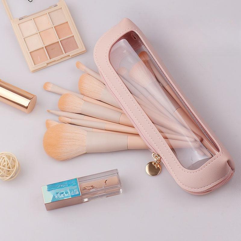Прозрачная косметичка, дорожный чехол для кистей из ПУ-кожи, портативный прозрачный водонепроницаемый косметический органайзер-кошелек на молнии