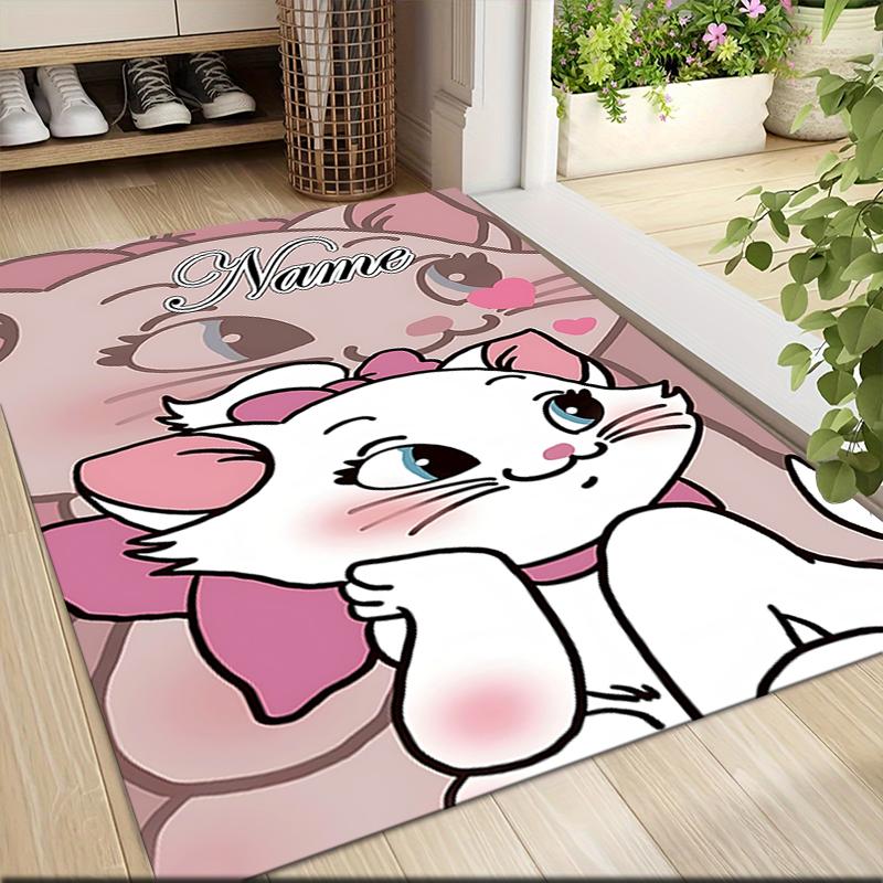 Custom Name Pink Cats Theme Carpet Rug Customizable Soft Washable Anti-Slip Home Living Room Sofa Mats Personalized Rug. 0909415