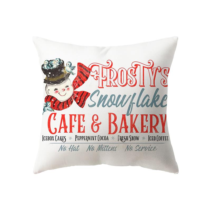 Christmas Theme Snowman Print Pattern Cushion Cover Home Living Room Sofa Decoration Square Pillow Pillow Cover