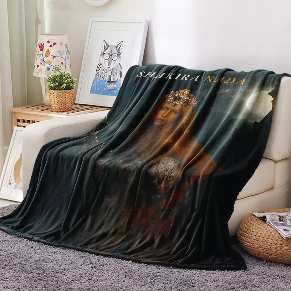 1PC Shakira Print Flannel Blanket, High quality Comfortable for All Seasons, Home Decor, Warmth and Comfort, Perfect for Christmas Gifts