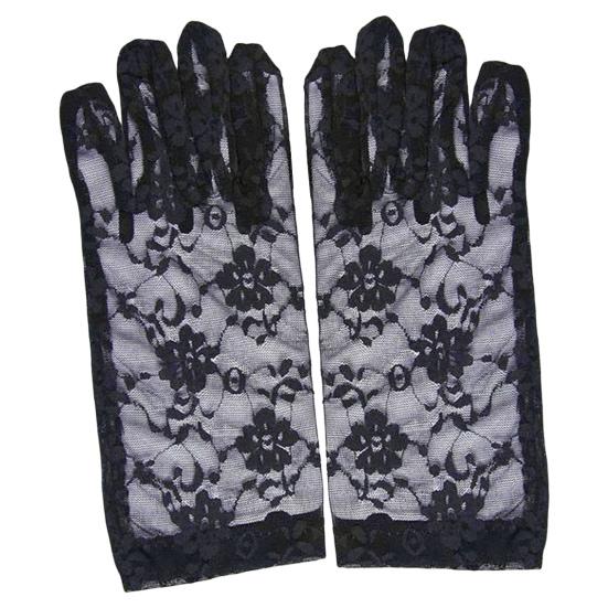 Women Sheer Lace Gloves Vintage Floral Wrist Gloves Fingerless Bridal Gloves for Derby Tea Party Opera Evening Prom Cosplay