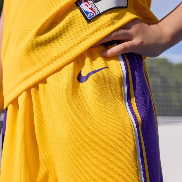 Nike X Коллаборация НБА Лос-Анджелес Лейкерс Серия Икон Легкие Дышащие Модные Спортивные Шорты Детские шорты HJ7716-728