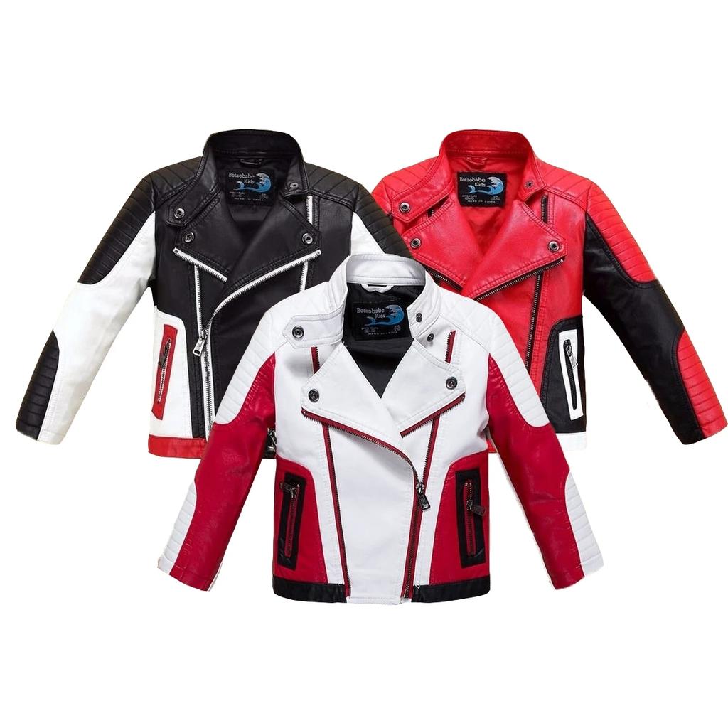 Красивый крутой дизайн, искусственная кожаная куртка для мальчиков, осенне-весенняя детская теплая куртка-бомбер, зимняя одежда для малышей 2-12 лет
