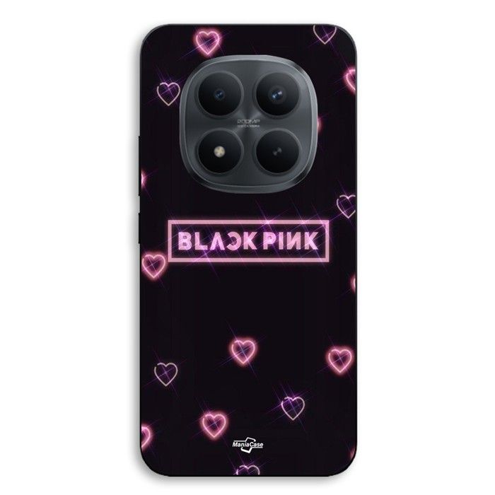 Coque téléphone - MANIACASE - Xiaomi Redmi Note 15 Pro Plus 5G - Noir - Silicone TPU - Coeur rose Blackpink