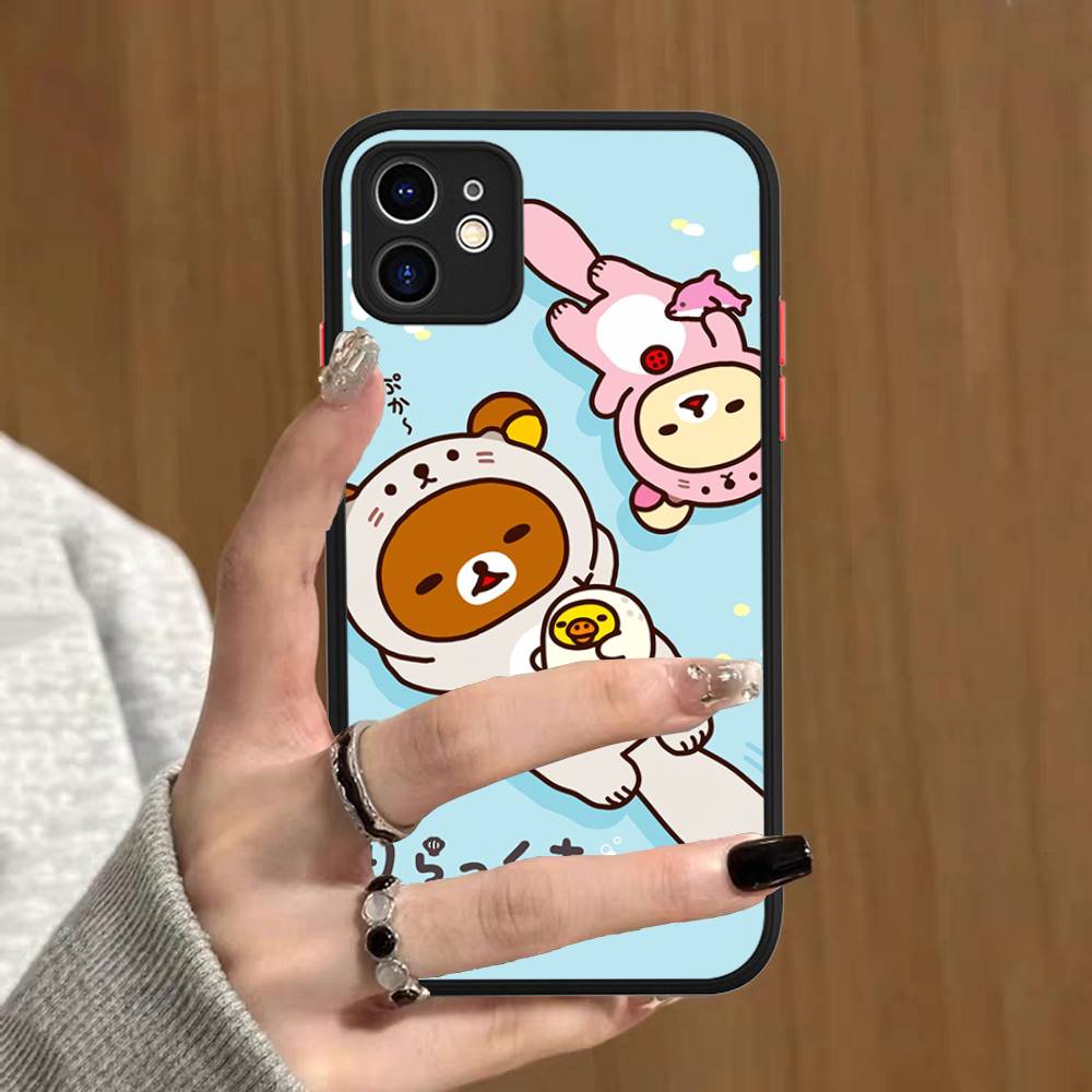 Рилаккума Аниме Милый Мультяшный Для IPhone 11 12 13 14 15 16 Pro Max Plus X XS MAX Ударопрочный Матовый Задний Чехол