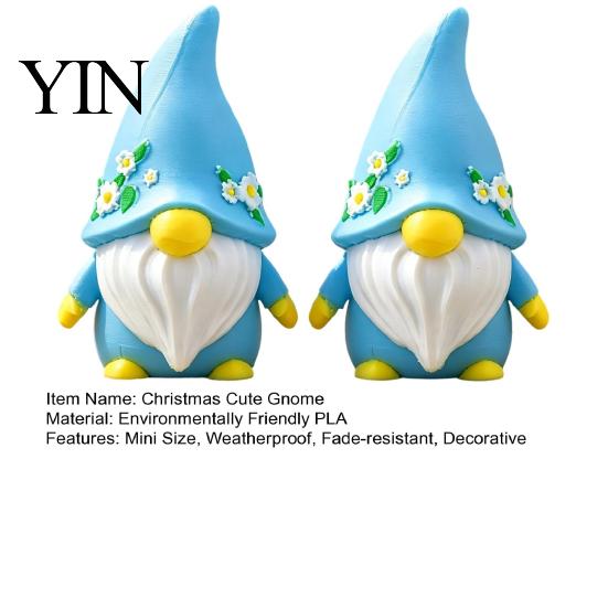 Christmas Garden Gnome 2Pcs Statue, 3D Printed Faceless Dwarf Figurine, Cute Desk Whimsical Home Tabletop Decor Micro Landscape for Patio Flower