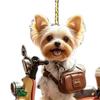 Акриловое Рождественское украшение Щенок на мотоцикле для елки или автомобиля