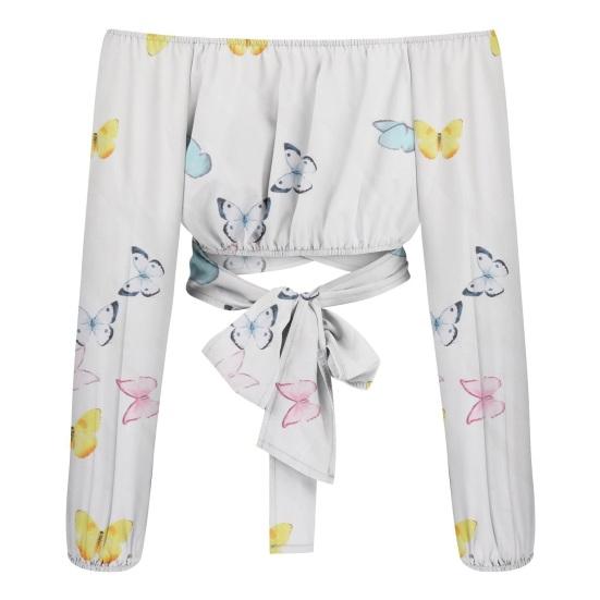 Женские сексуальные укороченные топы с открытыми плечами, блузка с фонарем и длинными рукавами, однотонная свободная футболка на шнуровке с крестом, уличная одежда