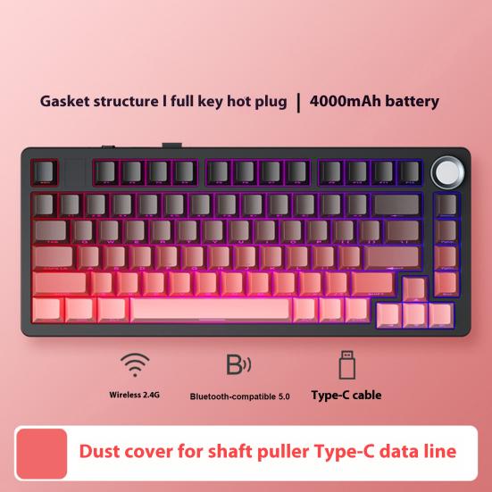 Механическая клавиатура Совместимость с Bluetooth/2.4G/Type-C Проводное подключение Трехрежимное подключение Полноразмерная клавиатура с возможностью горячей замены 81 клавиша