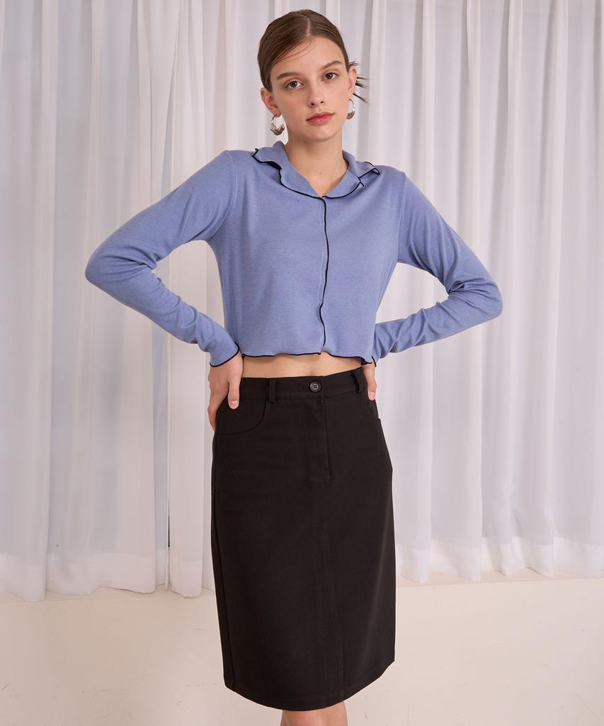 Bye Bye Seop Stitch Skirt Black [T23]
