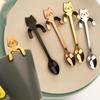 Cute Cat Spoon Gold Sliver Long Handle Spoons Flatware Drinking Tools Kitchen Conveninece Items Household Accessories Tools