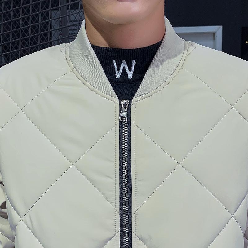 Новая хлопковая куртка для осени и зимы, мужская хлопковая одежда, хлопковая куртка с бейсбольным воротником, ромбовидный узор, мужская плюшевая куртка