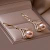 Fashionable and Minimalist Champagne Pearl Earrings with High-End Sense