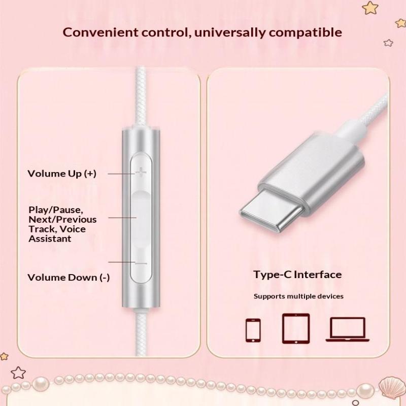 Полувкладыши Type-C Проводные Наушники HIFI Чистый Звук Наушники 'Ангельские Крылья' для Студентов Онлайн Обучения