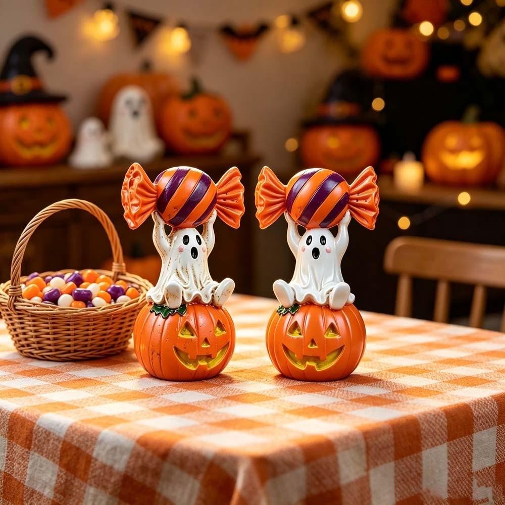 Miniature Pumpkin Figurine Hand-painted Halloween Statues Holiday Desktop Decor Dinner Feast