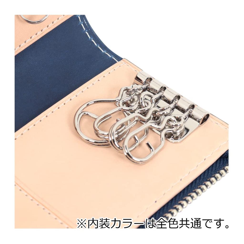 Ключница из натуральной кожи, окрашенная индиго, с тиснением, прямая ZYS293, кожаный чехол для проездного, коровья кожа, итальянская кожа, тиснение, темно-синий [Baggy Port] Мужская