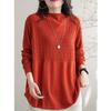 Plus Size Women Elegant Autumn Winter Sweater Loose Casual Long Sleeve Knitted Pullover Solid Color Bottoming Shirt Tops