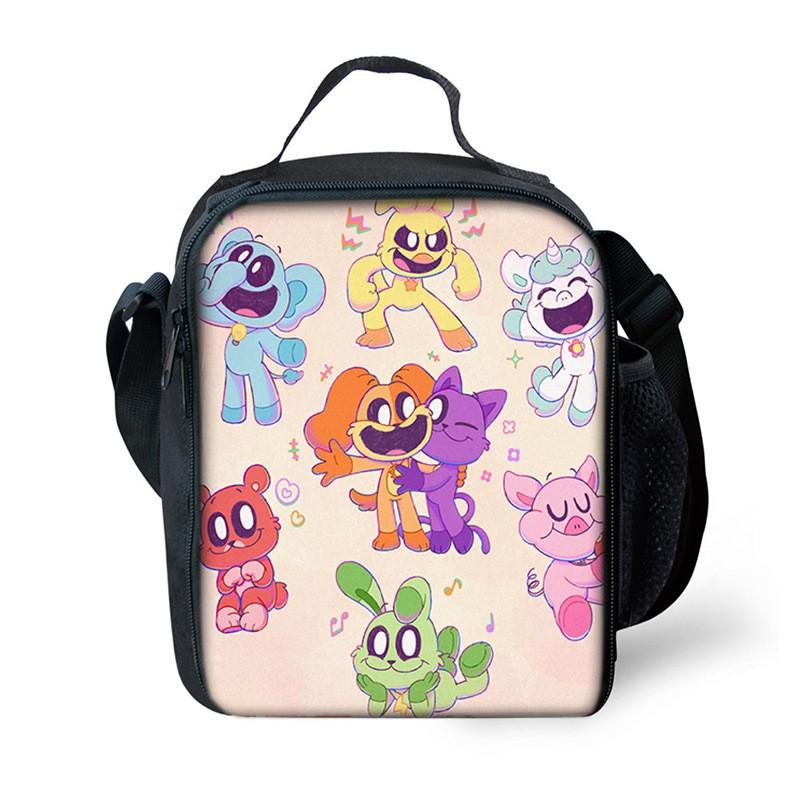 PVC Insulated Lunch Bag With Cute Horror Poppy Smile Animal Print Office Workers Students