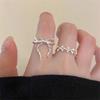 2Pcs  Bow Ribbon Rings For Women Girls Sweet Cute Geometric Bow Opening Adjustable Rings Wedding Party Jewelry Gifts