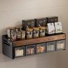 Настенная деревянная кухонная полка, органайзер для бутылочек со специями, многофункциональная, без отверстий для снятия и моющаяся