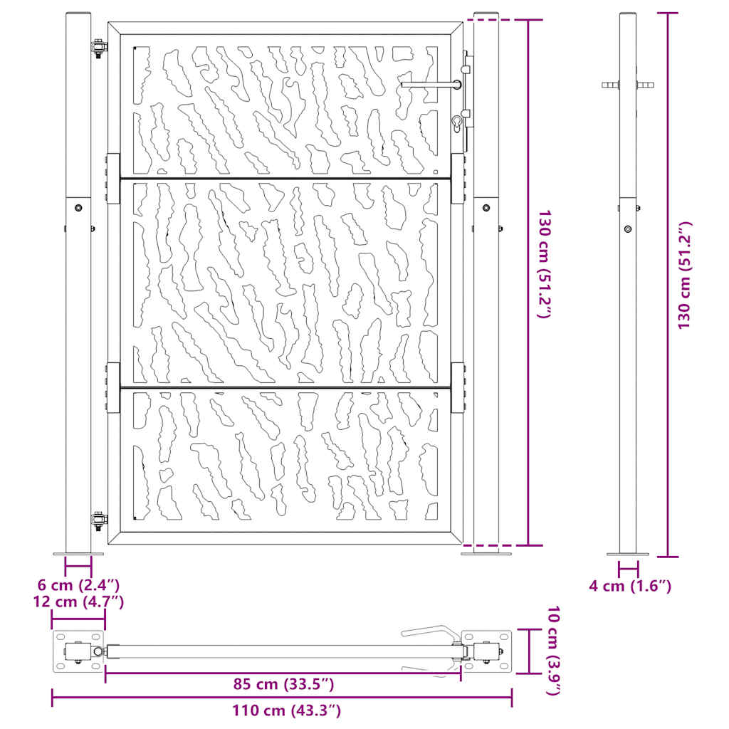 Garden Gate Black 100x125 cm Steel Trace Design