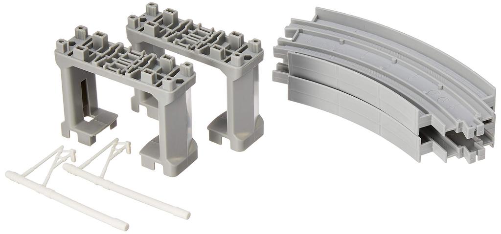 TAKARA TOMY Plarail Изогнутый эстакадный путь включает 2 серых блока (2 шт., опоры) Р-27