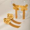 Light Luxury Stainless Steel Sunflower Tassel Earrings for Women, Niche High-end Butterfly Stud Earrings, Titanium Steel